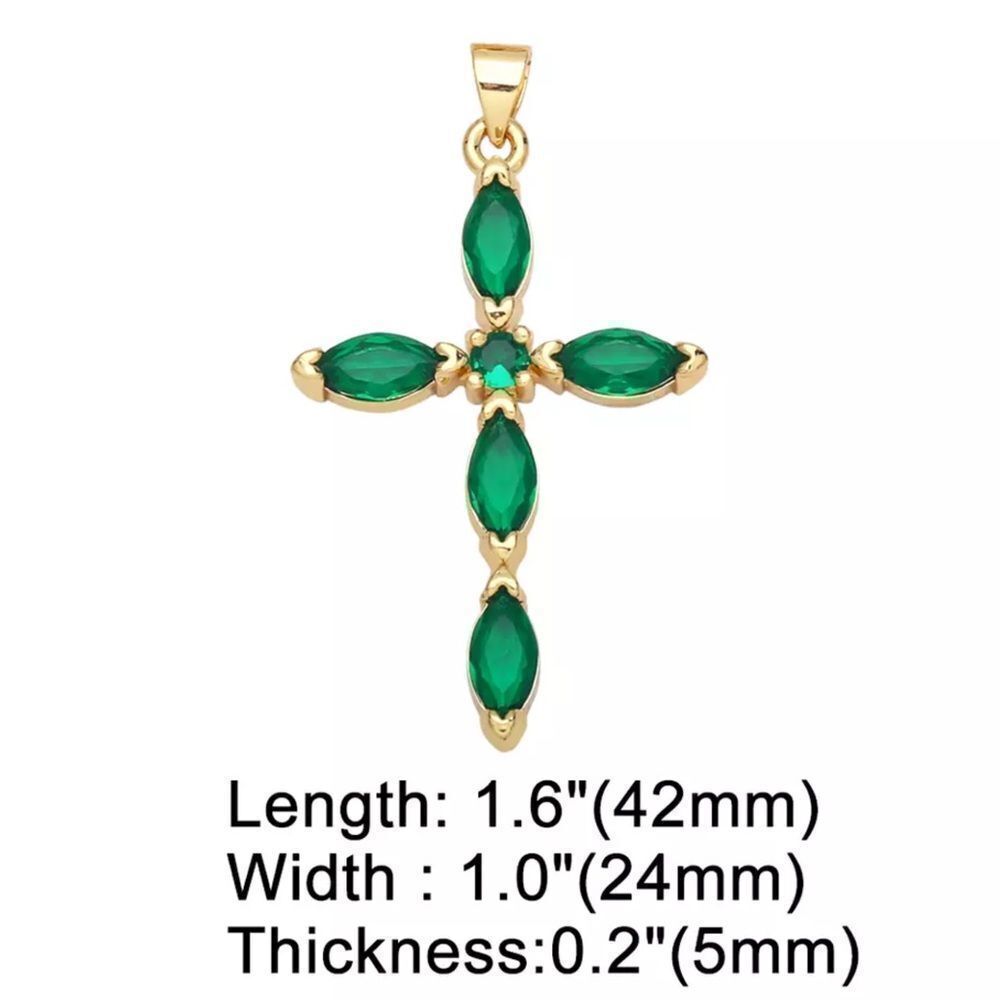💎O3💎‎ 2.7 ct Tsavorite Goldtone Cross Pendant KindLuxuries
